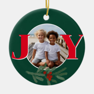 Décoration En Céramique Modèle de photo JOIE personnalisé Noël avec houx