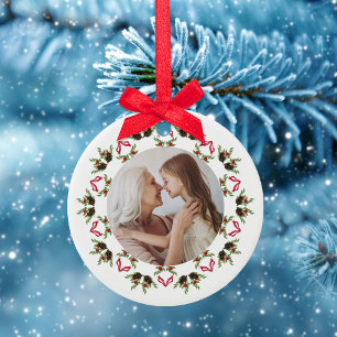 Décoration En Céramique Modèle photo de couronnes de Noël vert rouge