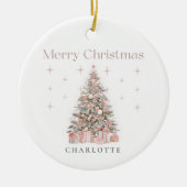 Décoration En Céramique Modern Blush Christmas Tree – Personalized Holiday (Devant)