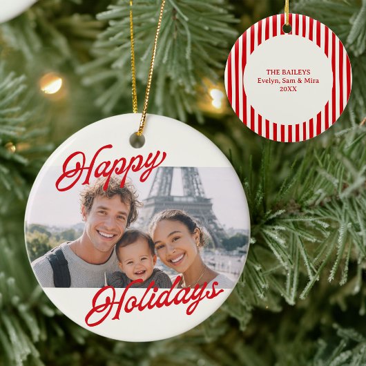 Décoration En Céramique Modern Photo Happy Holidays Family Keepsake