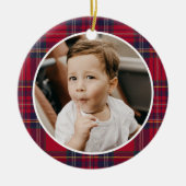 Décoration En Céramique Modern Plaid Christmas Photo (Devant)