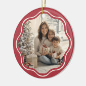 Décoration En Céramique Modern Wavy Frame Family Photo Muted Red (Gauche)