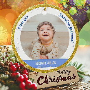 Décoration En Céramique Moderne 2 Photos Baby Boy First Christmas Grand-mè