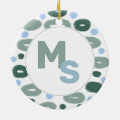 Décoration En Céramique Moderne Bleu Vert Nom du Motif Aftername Monogramm (Dos)
