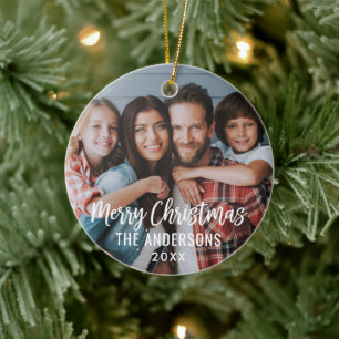 Décoration En Céramique Moderne carte de Noël pour photo de famille bleu a