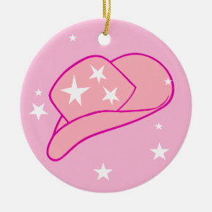 Décoration En Céramique Moderne Cowgirl Casquette occidentale rose