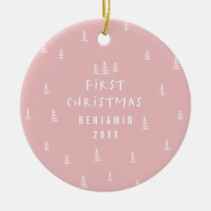 Décoration En Céramique moderne élégant bébé rose premier noël