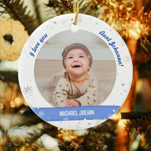 Décoration En Céramique Moderne Mignon 2 Photos Bébé Garçon Premier Noël T