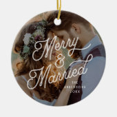 Décoration En Céramique Moderne Retro Merry et Marié Photo Bold Script (Devant)