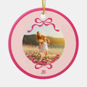 Décoration En Céramique Moderne Rose Retro Bows photo de Noël tendance