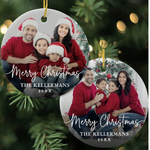 Décoration En Céramique Moderne texte de Joyeux Noël Photo de famille pers