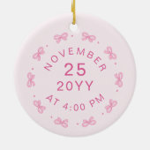 Décoration En Céramique Mon 1er Noël Pink Bow Baby Photo Keepsaké (Dos)