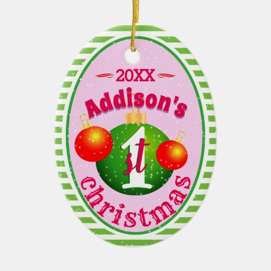 Décoration En Céramique Mon bébé (nom)1er Noël (Devant)