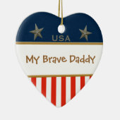 Décoration En Céramique Mon courageux papa cadre de coeur patriotique (Droite)