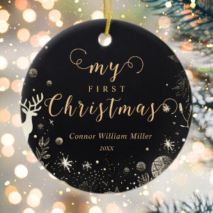 Décoration En Céramique Mon premier bébé de Noël moderne Elegant Festive