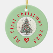 Décoration En Céramique Mon premier Noël 2024, Cadeau Unisex bébé, personn (Devant)