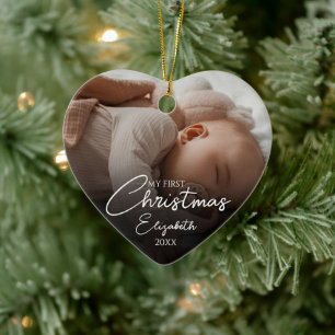 Décoration En Céramique Mon premier Noël Baby Photo Élégant Script