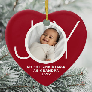Décoration En Céramique Mon Premier Noël En Grand-Père Photo Rouge