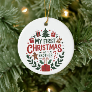 Décoration En Céramique Mon premier Noël en tant que frère tenue de famill