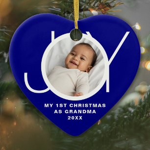Décoration En Céramique Mon Premier Noël en tant que Grand-mère Photo Bleu