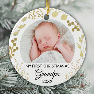 Décoration En Céramique Mon premier Noël en tant que grand-père Photo Feui