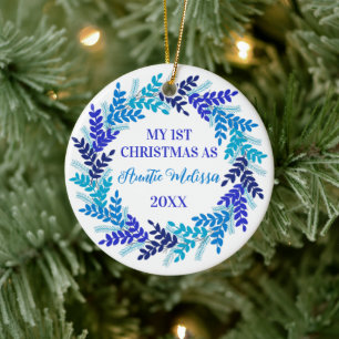 Décoration En Céramique Mon premier Noël en tant que Tante Elegant Blue Wr