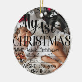Décoration En Céramique Mon premier Noël Nom personnalisé Date Heure (Gauche)