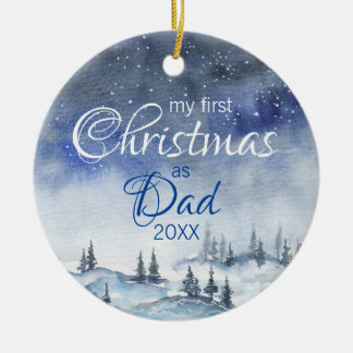 Décoration En Céramique Mon premier Noël papa hiver aquarelle année