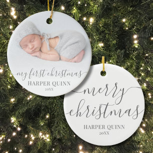 Décoration En Céramique Mon premier Noël Photo de bébé personnalisée