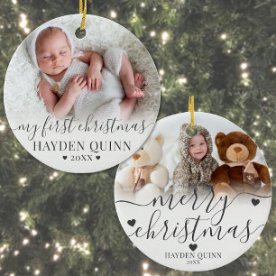 Décoration En Céramique Mon Premier Noël Script Nouveau Bébé Photo