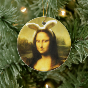 Décoration En Céramique Mona Lisa Oreilles de Lapin Pâques