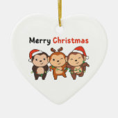 Décoration En Céramique Monkey Christma Animals Monkeys Merry Christmas (Devant)