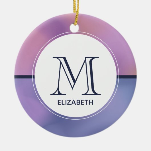 Décoration En Céramique Monogramme Abstrait moderne violet et rose (Devant)