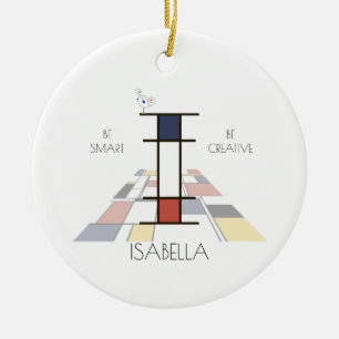 Décoration En Céramique Monogramme Art Moderne. Lettre I