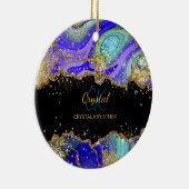 Décoration En Céramique Monogramme bleu or vert (Droite)