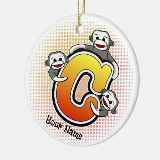Décoration En Céramique Monogramme C Sock Monkey (Gauche)