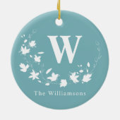 Décoration En Céramique Monogramme classique Nom Turquoise Floral Wreath C (Dos)