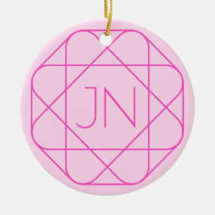 Décoration En Céramique Monogramme Cool, Style de Logo Hip Rose & Magent
