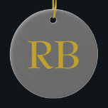 Décoration En Céramique Monogramme couleur or gris moderne Ajouter un nom<br><div class="desc">Vous pouvez facilement modifier les polices,  l'image Arrière - plan et la couleur,  caractères de lettre.</div>