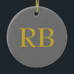 Décoration En Céramique Monogramme couleur or gris moderne Ajouter un nom<br><div class="desc">Vous pouvez facilement modifier les polices,  l'image Arrière - plan et la couleur,  caractères de lettre.</div>