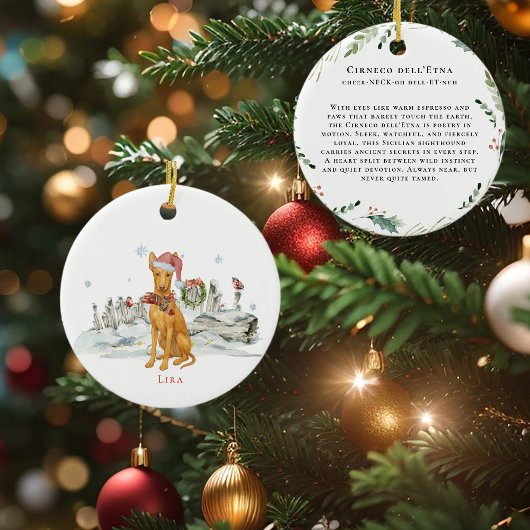 Décoration En Céramique Monogramme d'aquarelle Cirneco dell'Etna Chien