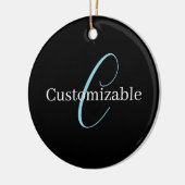 Décoration En Céramique Monogramme de script cursif éditable Noir Bleu Bla (Gauche)