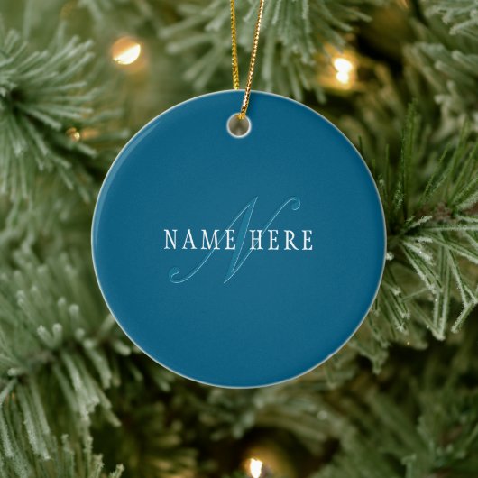 Décoration En Céramique Monogramme élégant | Bleu océan (Arbre)