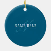 Décoration En Céramique Monogramme élégant | Bleu océan (Dos)