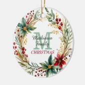 Décoration En Céramique Monogramme Famille Souvenirs Noël Couronne (Gauche)