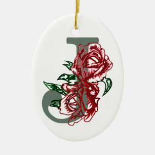 Décoration En Céramique monogramme floral lettre majuscule J