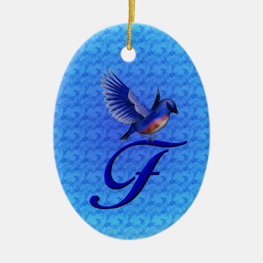 Décoration En Céramique Monogramme Initial F Bluebird  (Devant)