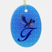 Décoration En Céramique Monogramme Initial F Bluebird  (Dos)