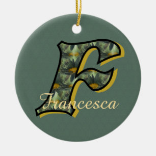 Décoration En Céramique Monogramme Initial F Fleurs Personnalisé 
