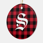 Décoration En Céramique Monogramme initial Rouge noir Buffle témoin Plaid (Gauche)